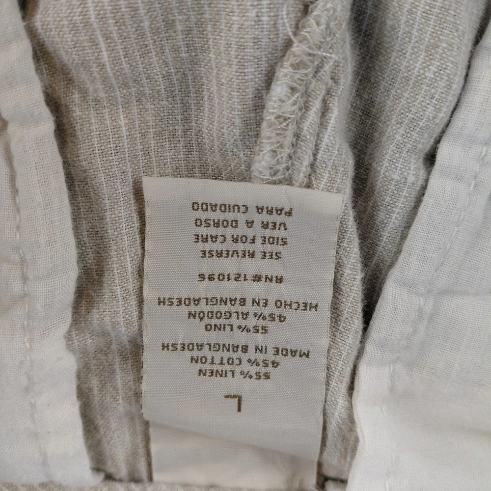 Island Republic Mens Linen Blend Pinstripe Drawstring Shorts Beige White‎ Large